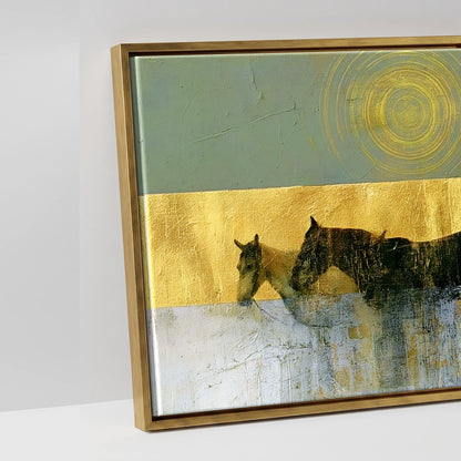 The Gilded String - artwork detail in an antique gold float frame