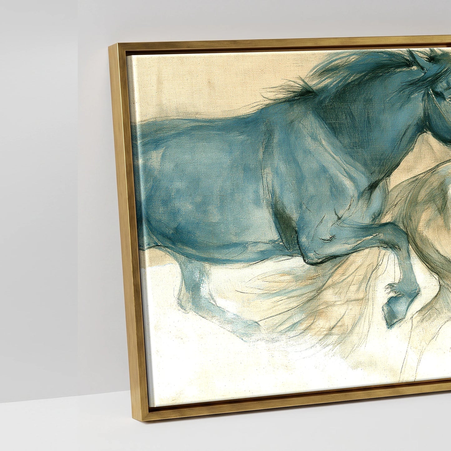 The Three Strides - artwork detail in an antique gold float frame