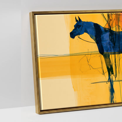 Cobalt and Gold Mirage - artwork detail in an antique gold float frame