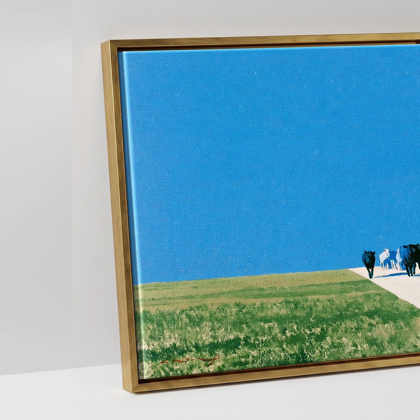The Long Trail - artwork detail in an antique gold float frame