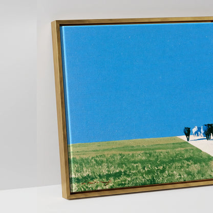 The Long Trail - artwork detail in an antique gold float frame