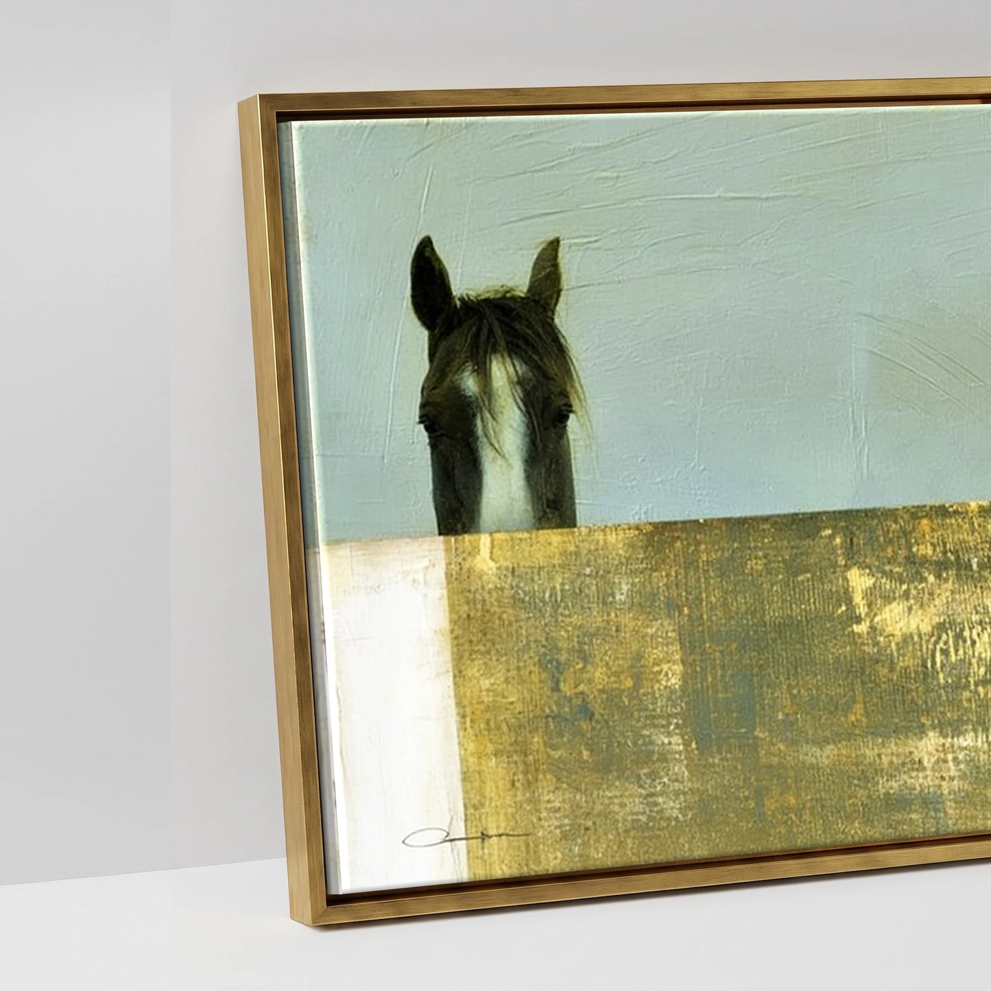 Quiet Observers - artwork detail in an antique gold float frame
