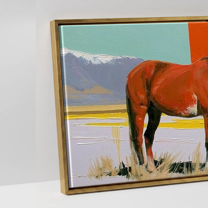 Painted High Country - artwork detail in an antique gold float frame