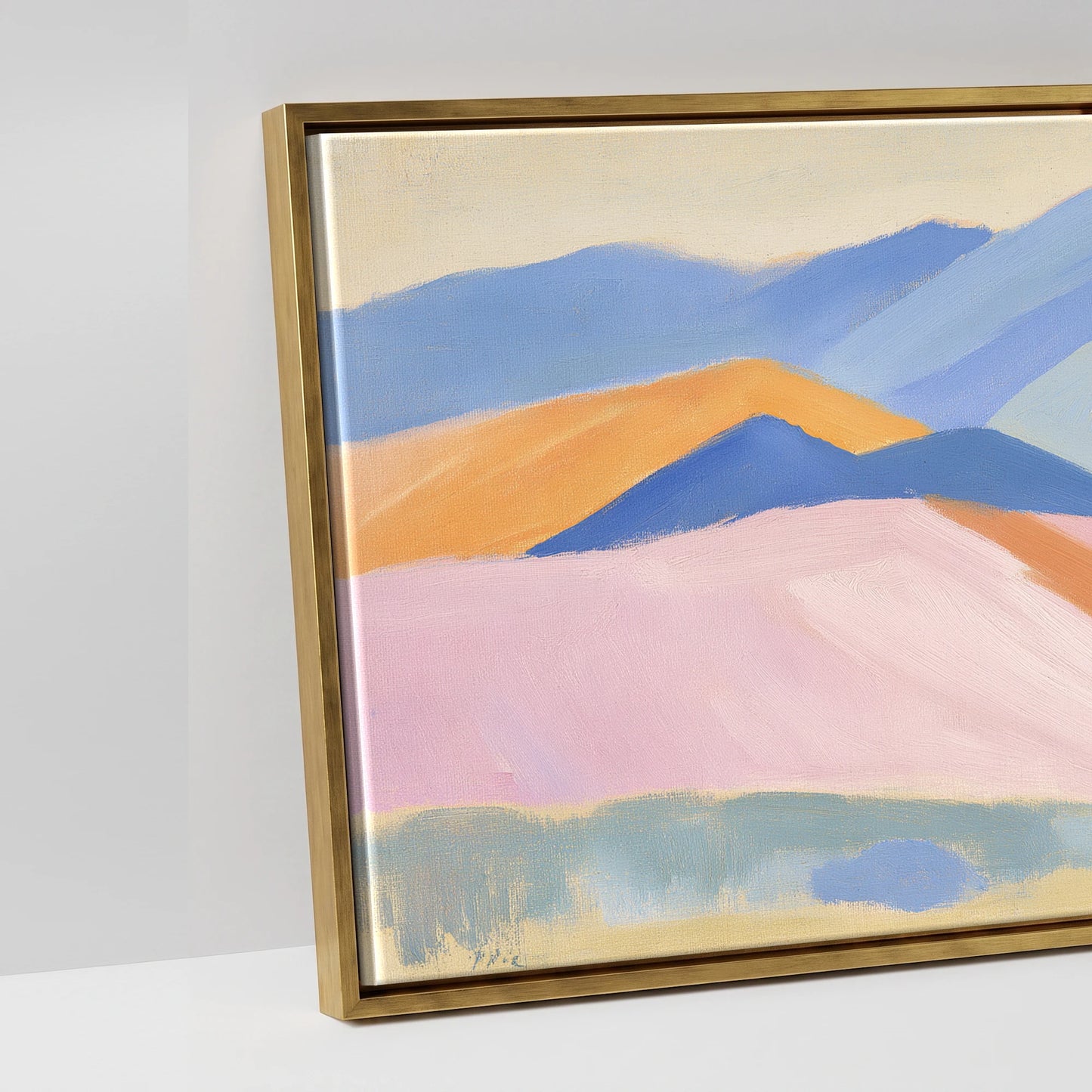 Lavender Mountain Horizon - artwork detail in an antique gold float frame