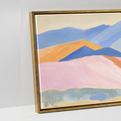 Lavender Mountain Horizon - artwork detail in an antique gold float frame