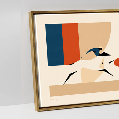 Retro Polo Pursuit - artwork detail in an antique gold float frame