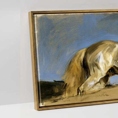 Wild Mountain Gallop - artwork detail in an antique gold float frame