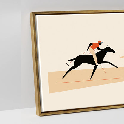 Retro Polo Pursuit - artwork detail in an antique gold float frame