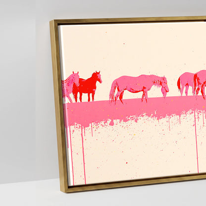 Vibrant Equine Wash - artwork detail in an antique gold float frame