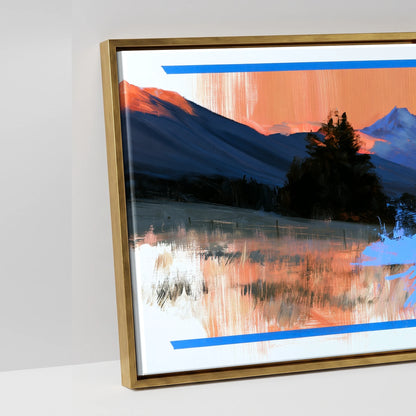 Alpine Glow and Azure - artwork detail in an antique gold float frame