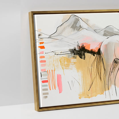 Painted Sunset Wanderer - artwork detail in an antique gold float frame