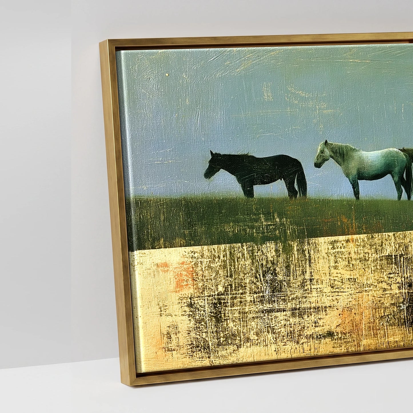 The Gilded Ridge - artwork detail in an antique gold float frame