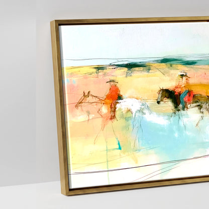 Vibrant Coastal Ride - artwork detail in an antique gold float frame