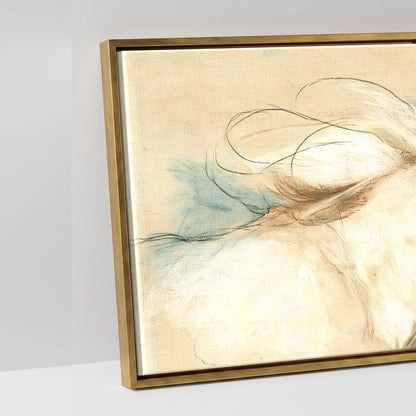 Azure Herd Study - artwork detail in an antique gold float frame