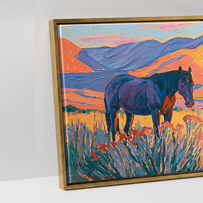 Vibrant Mountain Pasture - artwork detail in an antique gold float frame