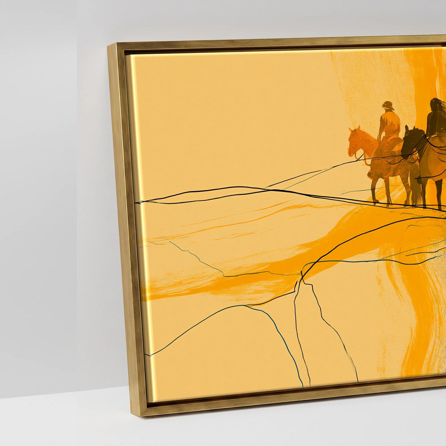 Vivid Horizon - artwork detail in an antique gold float frame