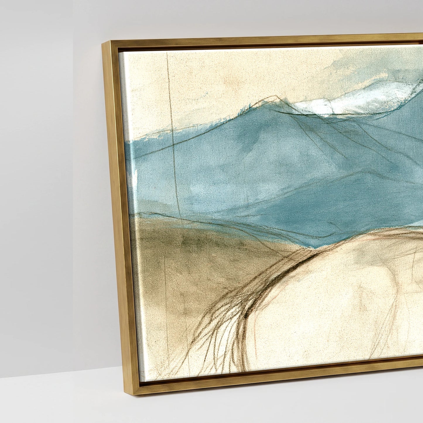 Azure Ridge - artwork detail in an antique gold float frame