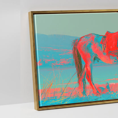 Electric Equine Horizon - artwork detail in an antique gold float frame