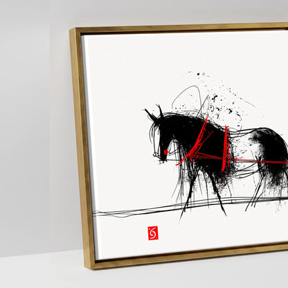 Crimson Ink Drive - artwork detail in an antique gold float frame
