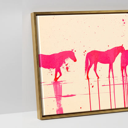Magenta Equine Wash - artwork detail in an antique gold float frame