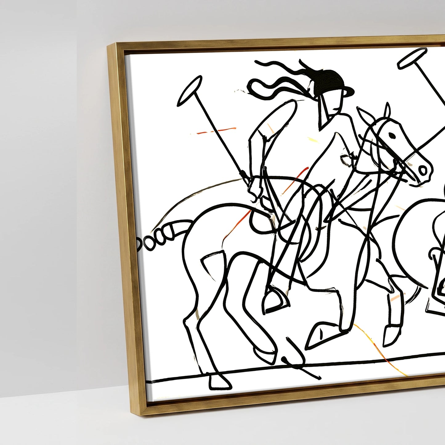 The Line of Play - artwork detail in an antique gold float frame