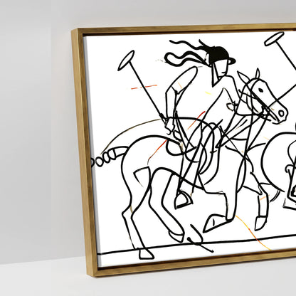 The Line of Play - artwork detail in an antique gold float frame
