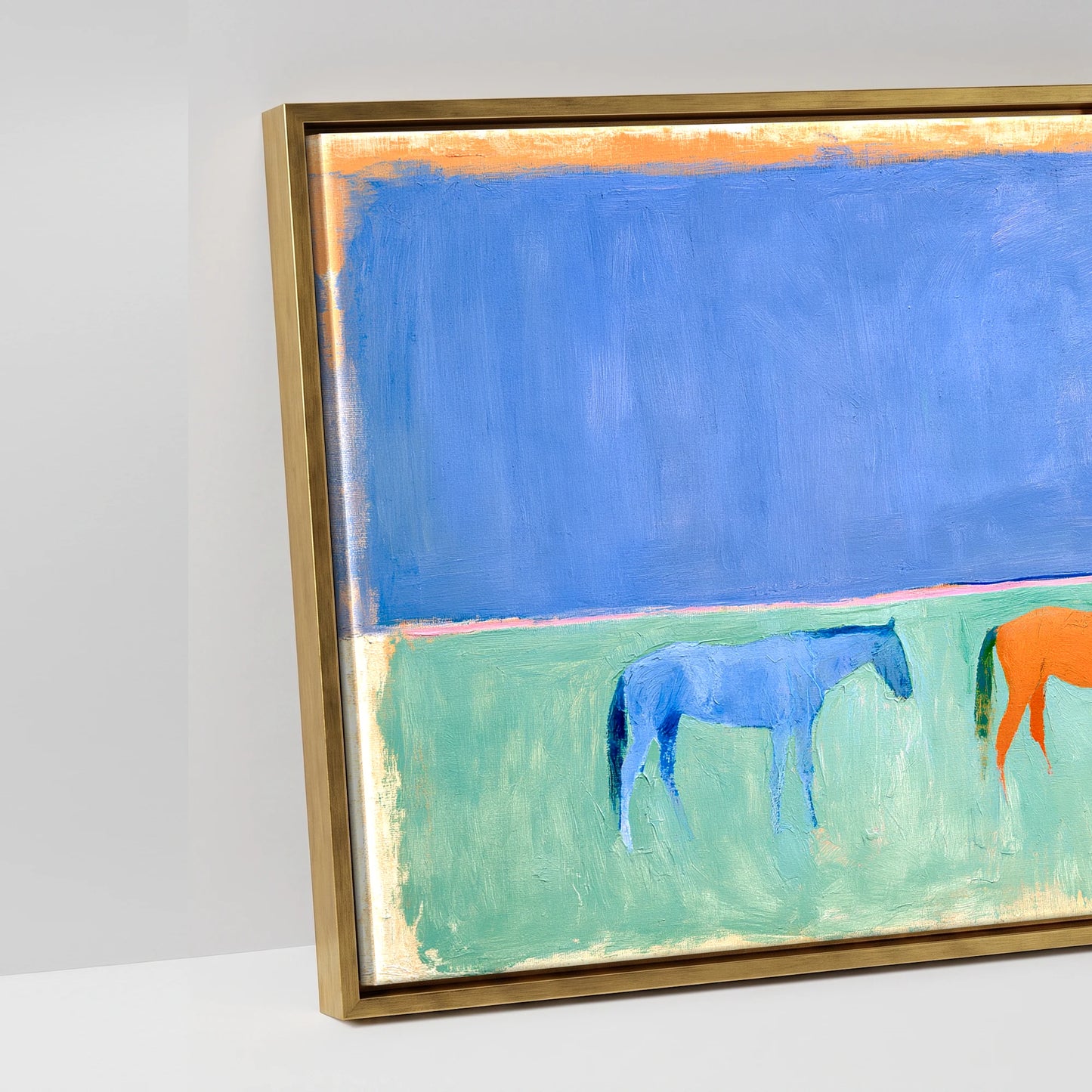 Painted Beach Lineup - artwork detail in an antique gold float frame