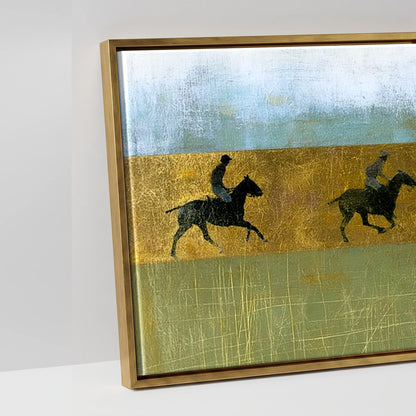 Gilded Pursuit - artwork detail in an antique gold float frame