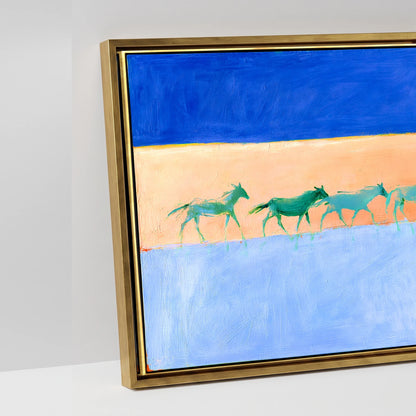 Bold Equine Horizon - artwork detail in an antique gold float frame