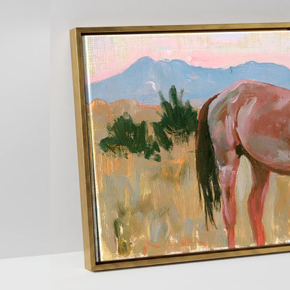 Pastel Mountain Morning - artwork detail in an antique gold float frame