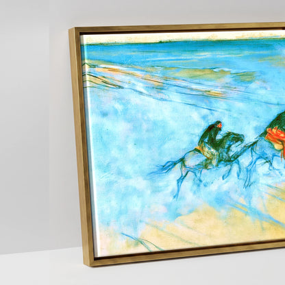 Racing the Tide - artwork detail in an antique gold float frame