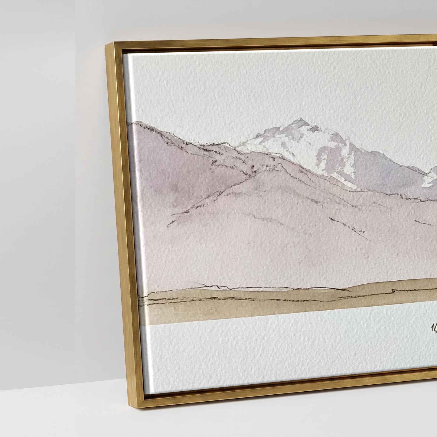 Quiet of the Range - artwork detail in an antique gold float frame
