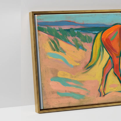 Vivid Coastal Stride - artwork detail in an antique gold float frame