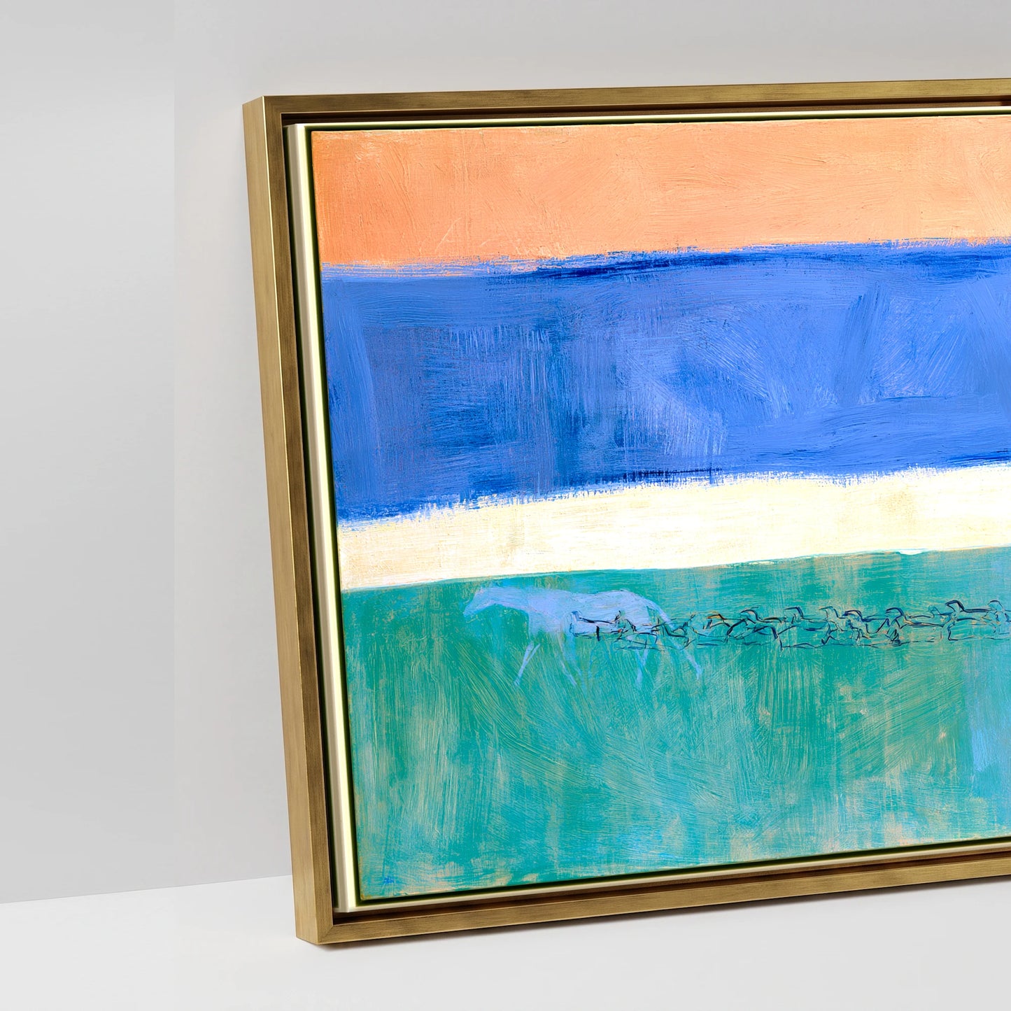 Across the Painted Tide - artwork detail in an antique gold float frame