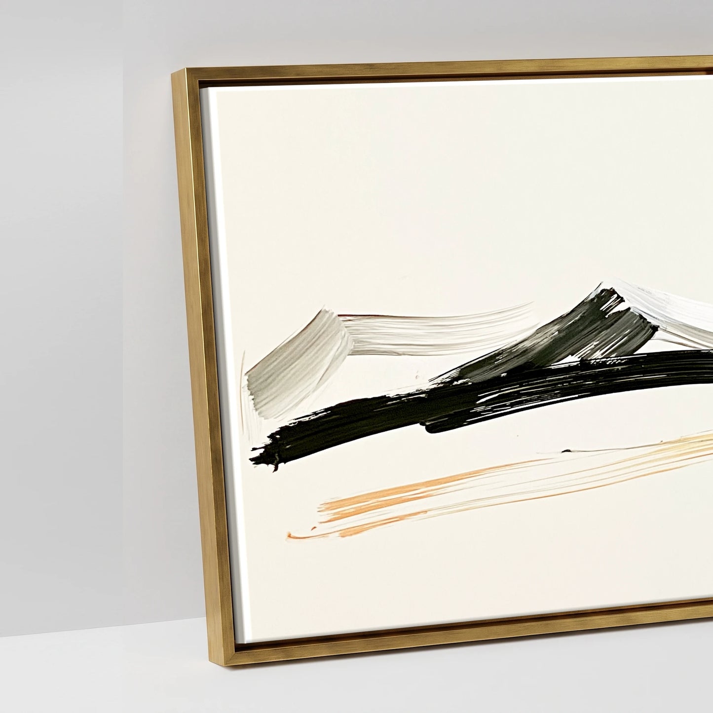 Ink and Amber Horizon - artwork detail in an antique gold float frame