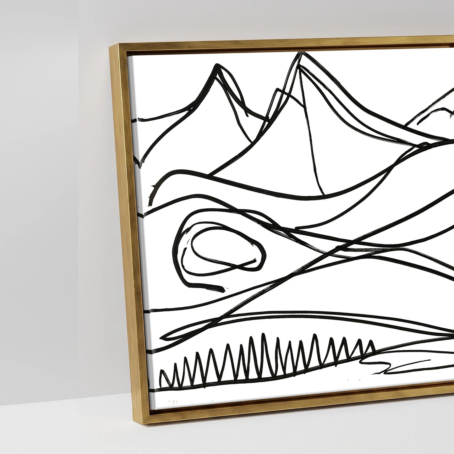 Bold Equine Contours - artwork detail in an antique gold float frame