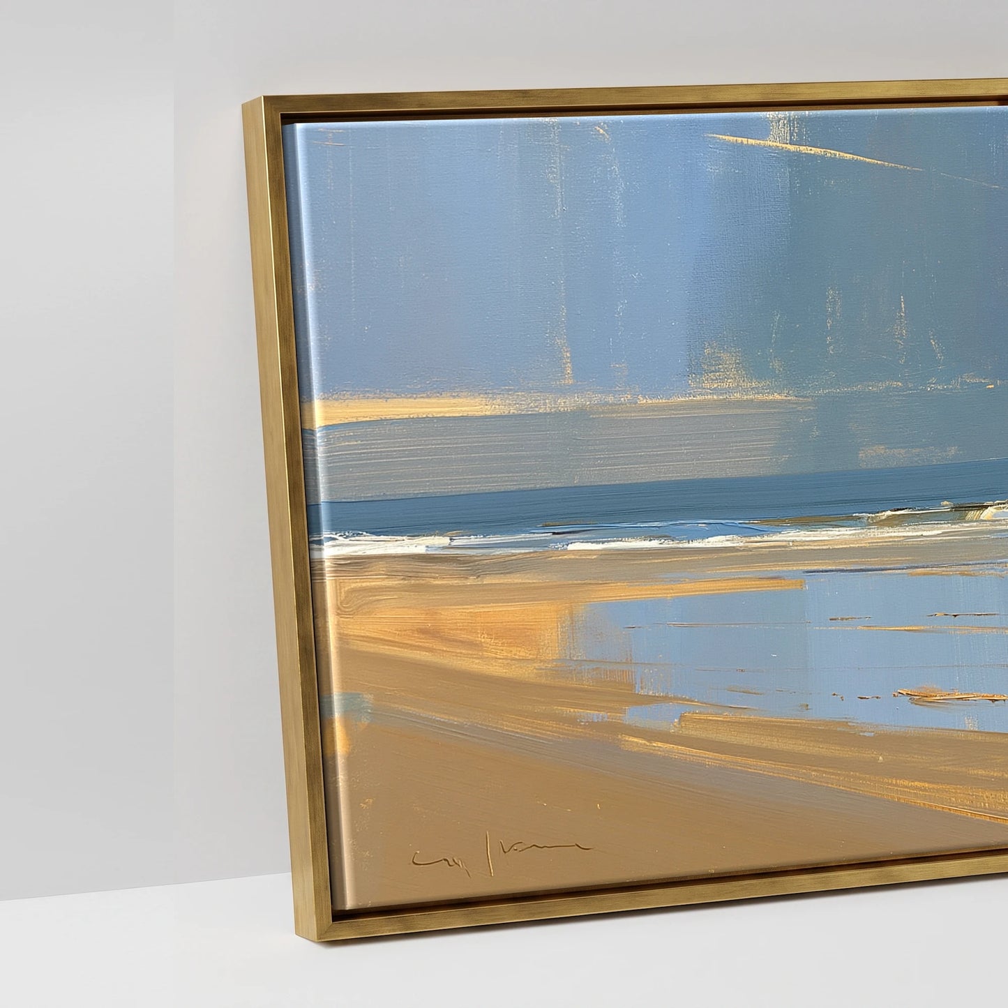 The Coastal String - artwork detail in an antique gold float frame