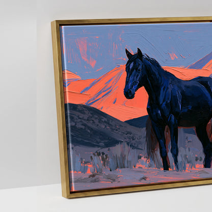 Horses of the Painted Ridge - artwork detail in an antique gold float frame