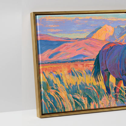 Vibrant High Country Grazing - artwork detail in an antique gold float frame