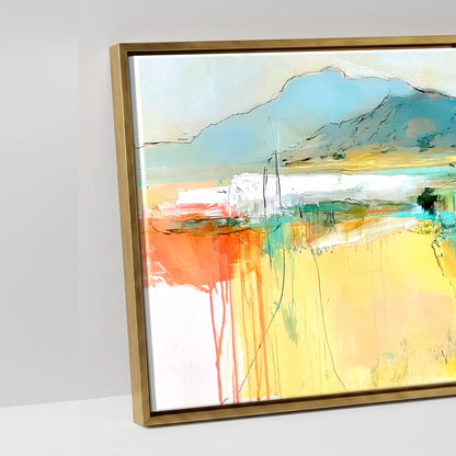 Vibrant Equine Horizon - artwork detail in an antique gold float frame