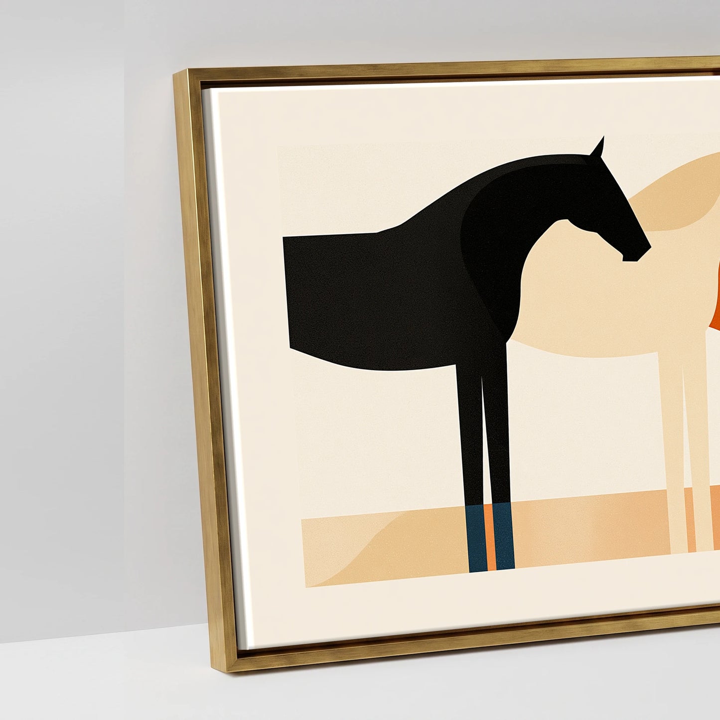 Geometric Equine Harmony - artwork detail in an antique gold float frame