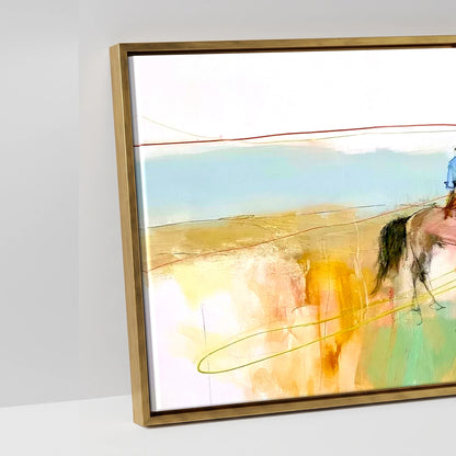 Across the High Plains - artwork detail in an antique gold float frame