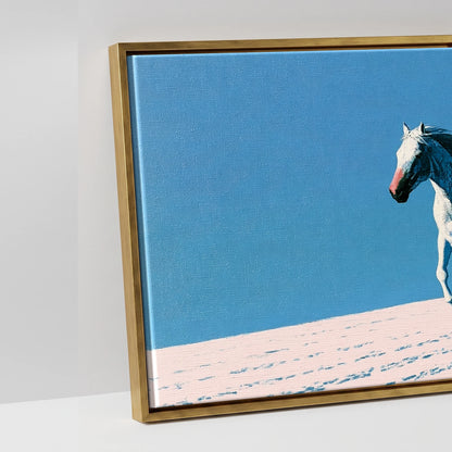 Azure Winter Gallop - artwork detail in an antique gold float frame