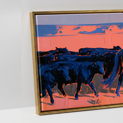 Desert Drover - artwork detail in an antique gold float frame