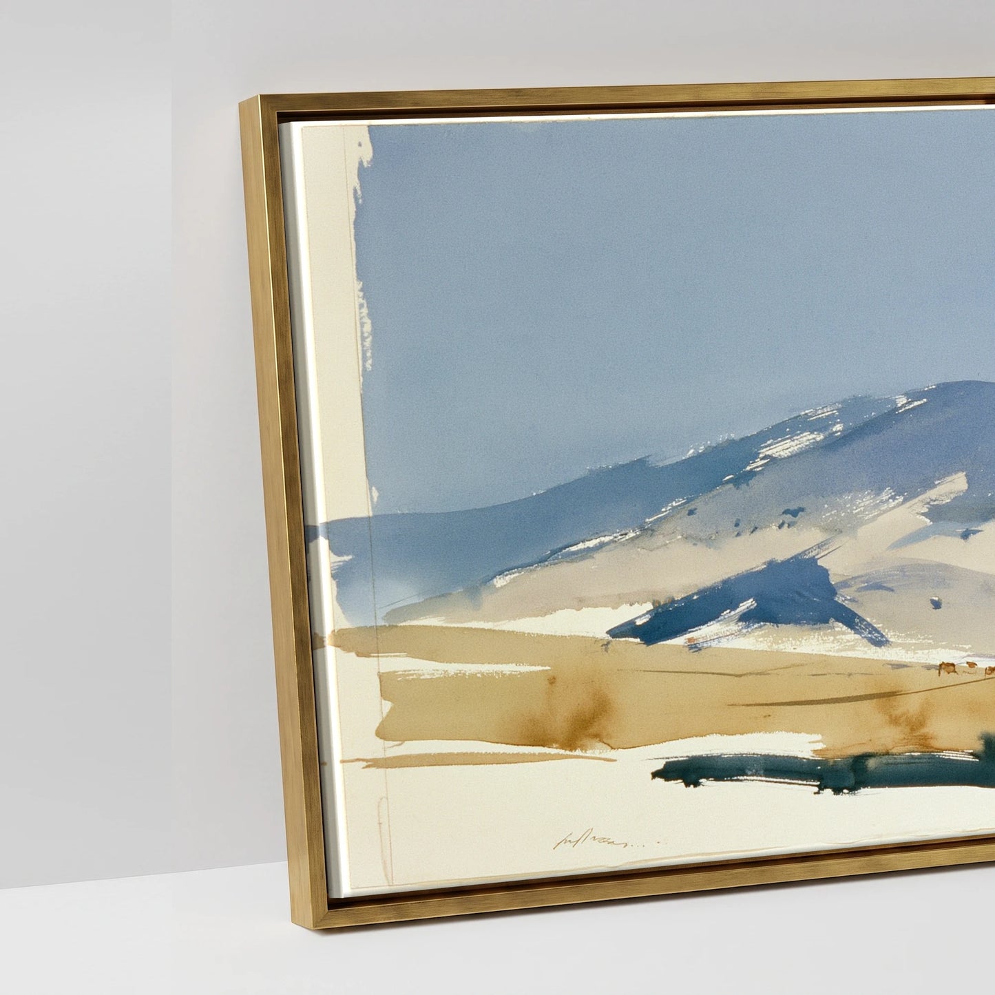 Stillness on the Range - artwork detail in an antique gold float frame