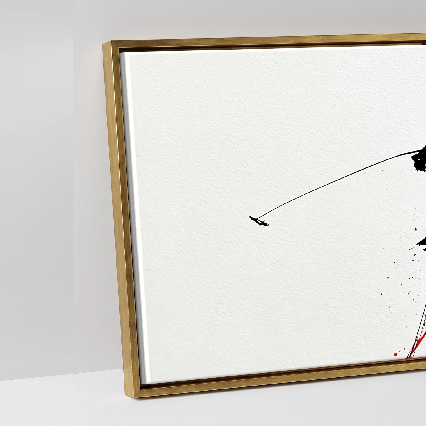 Crimson Polo Pursuit - artwork detail in an antique gold float frame