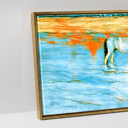 Cerulean Shoreline Greys - artwork detail in an antique gold float frame