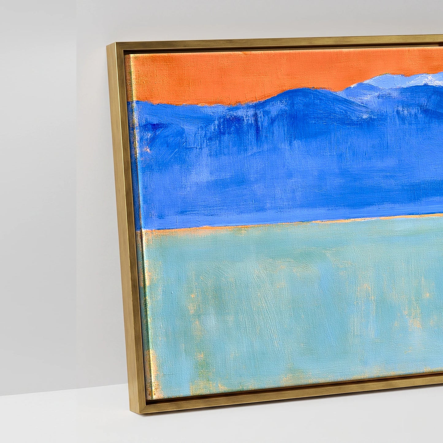 Terracotta Sky Solitude - artwork detail in an antique gold float frame