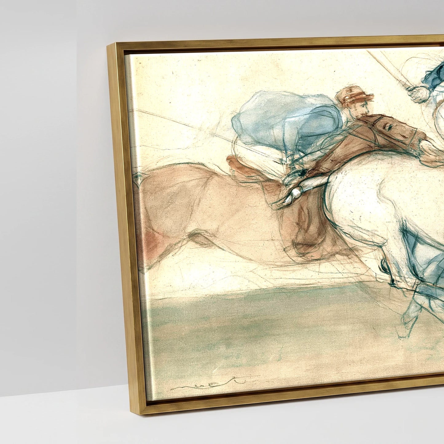The Polo Sequence - artwork detail in an antique gold float frame