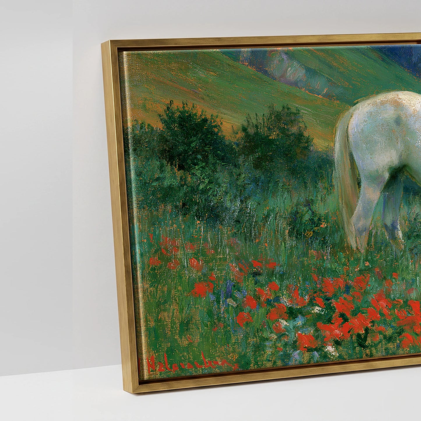 Summer Valley Grazing - artwork detail in an antique gold float frame